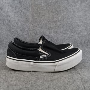 Vans Shoes Womens 9 Classic Slip On Platform Sneakers Canvas Black Skate Casual